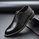 Remblock carved pointed leather shoes black and white stitched business leather shoes men's foreign trade large leather shoes