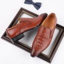 New British pointed men's shoes leather shoes business low top shoes classic set single shoes fashion crocodile pattern trendy shoes