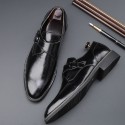 Amazon wishlazada buckle formal business leather shoes cross border large pointed leather shoes men's one piece