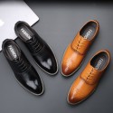 Bullock carved men's shoes pointed formal leather shoes business casual leather shoes large foreign trade leather shoes men's one hair substitute