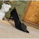 2021 autumn winter new bow tie daily wear fashion sexy buckle thin heel fashion women's shoes solid color high heels