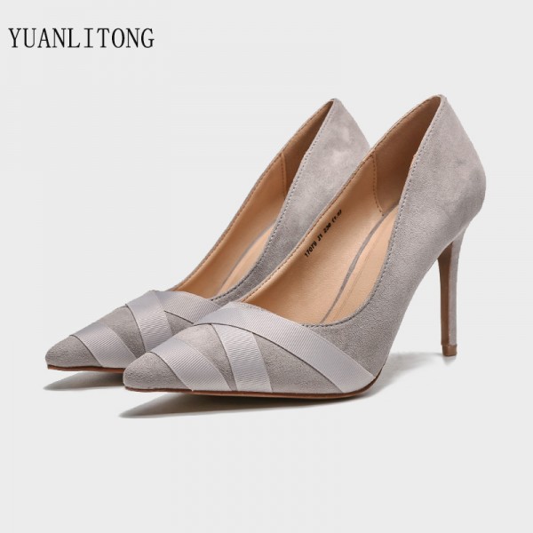 2021 spring cross strap Korean high heels shallow mouth pointed ultra high heels women's shoes fashion thin ribbon single shoes