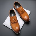 Bullock carved men's shoes pointed formal leather shoes business casual leather shoes large foreign trade leather shoes men's one hair substitute