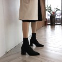 2021 new fashion thick heel pointed fashion socks boots fashion women's shoes high heels casual women's flying woven short boots