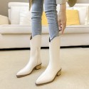 2021 winter aiming at the same high tube women's pointed thick heel side zipper sewing Knight boots Western Cowboy women's shoes 