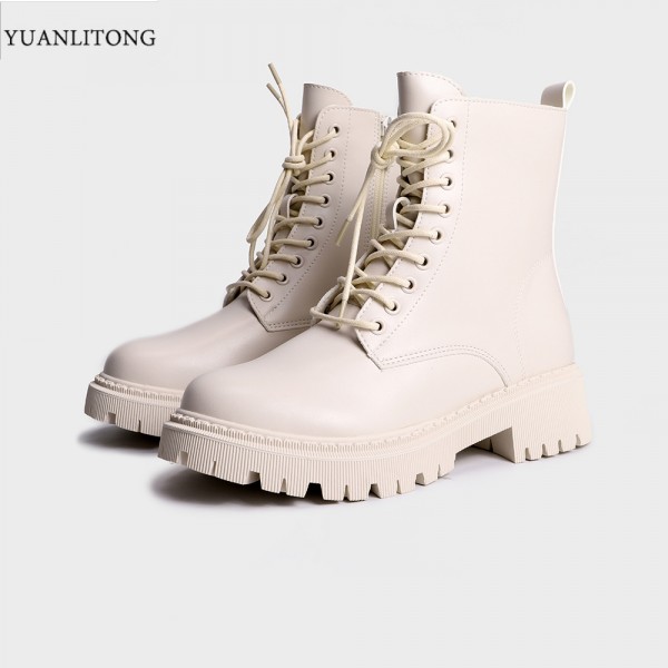 2021 autumn and winter new British style solid color Korean leather boots fashion British fashion Martin boots women's boots wholesale