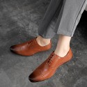 Cross border Japanese pointed men's shoes business leather shoes men's fashion carved trendy shoes men's casual shoes leather men's one piece