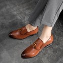 New autumn Lefu shoes men's one foot shoes cover feet breathable men's leather shoes British formal business men's shoes