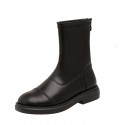 2021 autumn and winter new fashion round head thick heel Martin boots British wind tube formal dress casual knee less fashion boots