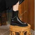 2021 winter new gradient same Chelsea thick heel chimney boots women's metal chain net red same women's Boots 