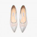 Yuanlitong 2021 fashion new women's flat bottomed pointed low heel pleated highlights mesh wedding women's single shoes
