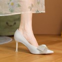 2021 autumn winter new bow tie daily wear fashion sexy buckle thin heel fashion women's shoes solid color high heels