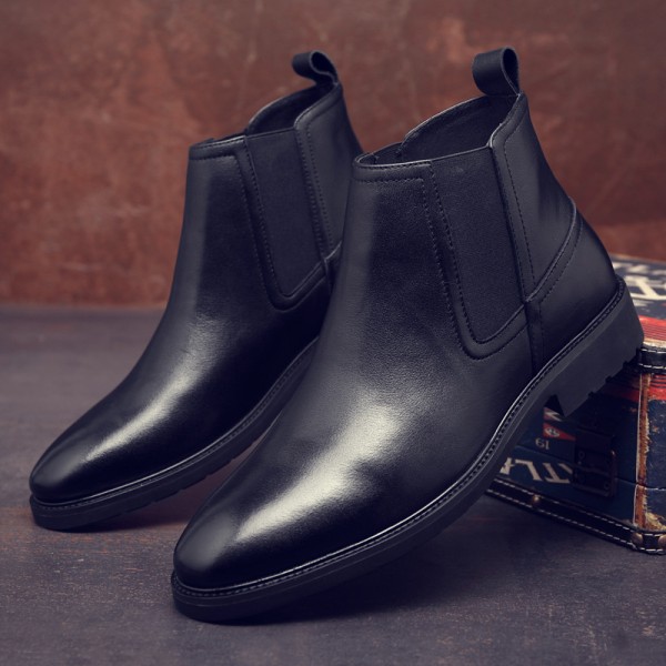 Chelsea Boots Men's English short boots Korean version versatile leather boots leather high top leather shoes Vintage Martin boots