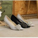 2021 autumn winter new bow tie daily wear fashion sexy buckle thin heel fashion women's shoes solid color high heels