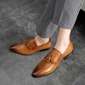 British shoes with tassel and small leather shoes men's Korean version pointed carved fashion men's shoes business leather shoes