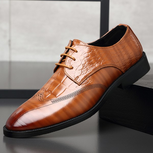 Amazon wishlazada block carved business leather shoes men's cross-border pointed large leather shoes men's hair
