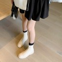 2021 autumn and winter new fashion round head thick heel Martin boots British wind tube formal dress casual knee less fashion boots