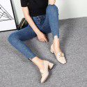 Spring fashion in 2021 new metal buckle leisure high-heeled leffer shoes thick heel popular square head women's shoes 