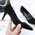 2021 European and American four seasons 6cm ol high heels simple pointed thin heels women's shoes shallow mouth thin professional women's single shoes