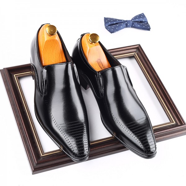 Youth retro pointed leather shoes, fashion men's shoes, carved leather shoes and men's business shoes