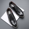 Remblock carved pointed leather shoes black and white stitched business leather shoes men's foreign trade large leather shoes