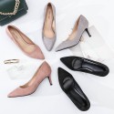 2021 European and American four seasons 6cm ol high heels simple pointed thin heels women's shoes shallow mouth thin professional women's single shoes