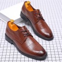 2020 new men's shoes soft soled leather casual Plaid leather shoes men's business wedding banquet shoes size 45 wear-resistant fashion 