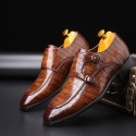 Amazon wishlazada business pointed leather shoes crocodile leather shoes men's side buckle casual men's shoes