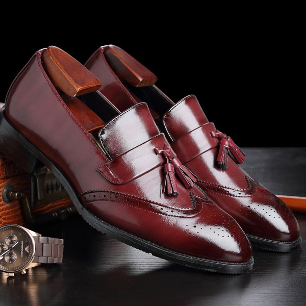 Amazon wishlazada leather shoes fashion block tassel men's shoes large men's shoes