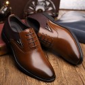 2021 new pointed men's shoes business dress breathable leather shoes cross-border special for oversized leather shoes anti slip and wear-resistant 48 