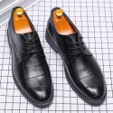 2020 new men's shoes soft soled leather casual Plaid leather shoes men's business wedding banquet shoes size 45 wear-resistant fashion 