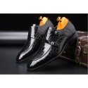 Amazon wishlazada business pointed leather shoes crocodile leather shoes men's side buckle casual men's shoes