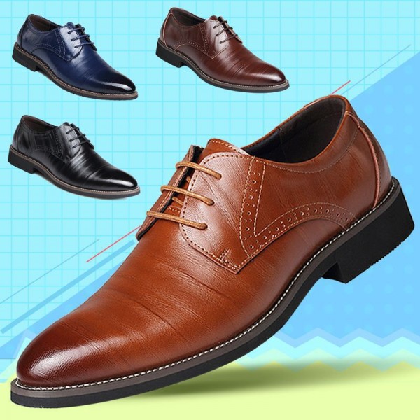 2021 new business casual men's shoes leather formal office shoes wedding best man shoes cross-border special large leather shoes 