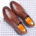 2020 new men's shoes soft soled leather casual Plaid leather shoes men's business wedding banquet shoes size 45 wear-resistant fashion 