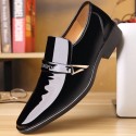 Taiping wolf class II e-commerce patent leather pointed leather shoes men's spring business leisure middle-aged formal suit bright face