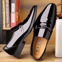 Taiping wolf class II e-commerce patent leather pointed leather shoes men's spring business leisure middle-aged formal suit bright face