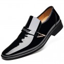 Taiping wolf class II e-commerce patent leather pointed leather shoes men's spring business leisure middle-aged formal suit bright face