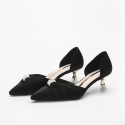 778-2 Korean chic celebrity high heels women's pointed thin heels middle heel single shoes Rhinestone Buckle decoration 2021 new style