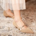 339-15 pearl herringbone belt high heels women's 2021 new spring French pointed single shoes elegant bow