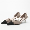 778-19 leisure retro taro color high heels women's pointed thin heel medium heel single shoes hollow metal decoration