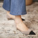 778-19 leisure retro taro color high heels women's pointed thin heel medium heel single shoes hollow metal decoration