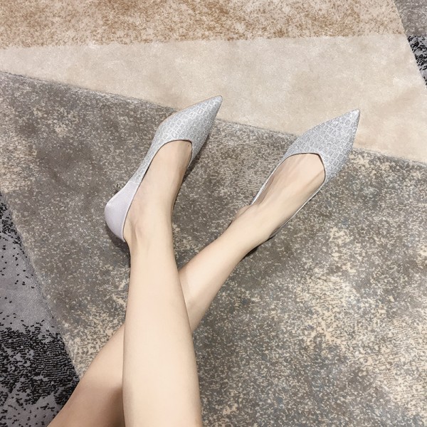 666-3 silver stone diamond stitched high heels women's pointed thin heel single shoes wedding shoes Bridesmaid shoes Korean version