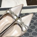 982-a62 Rhinestone bow high heels women's thin heels with pointed ends can be worn in heel shoes twice in autumn 2020