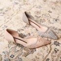 778-31 mesh embroidered high heels women's pointed thin heels sexy single shoes 2021 spring new mesh