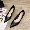 Fashion simple shallow mouth thick heel high heels women's Korean version pointed middle heel shoes elegant solid color professional work shoes women