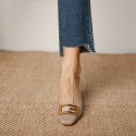 166-7 retro chic cashmere square toe high heels women's thin heel shallow mouth single shoes autumn and winter 2020 
