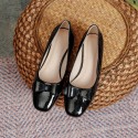 New style square bow high-heeled single shoes women's Korean temperament thick heeled high-heeled shoes color matching commuter work women's shoes