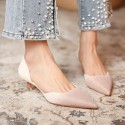 778-12 Korean Sequin cloth high heels women's pointed thin heel shallow mouth middle heel single shoes simple hollow work shoes