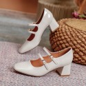 2021 new one line buckle square head small leather shoes patent leather thick heel Mary Jane shoes Korean Retro High Heels women's shoes 