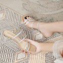 Summer new transparent belt sandals 2021 Korean casual high heels women's square toe shoes with crystal heels